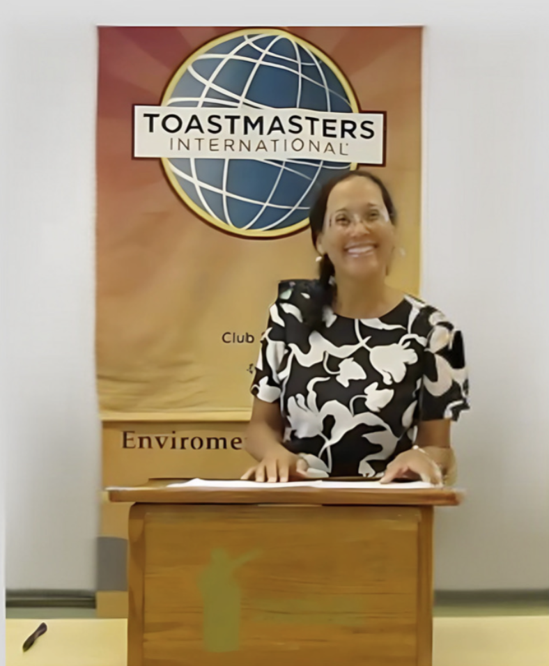 Dr. Yvette Colón speaking at a Toastmasters conference